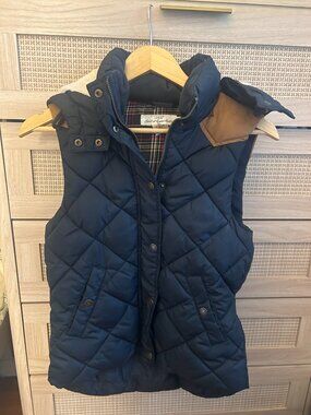 Navy blue and brown faux suede women's vest, size 4, Label of Graded Goods